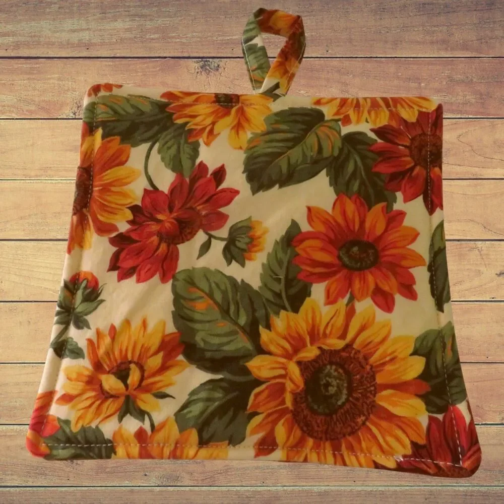 Handmade potholder sunflowers